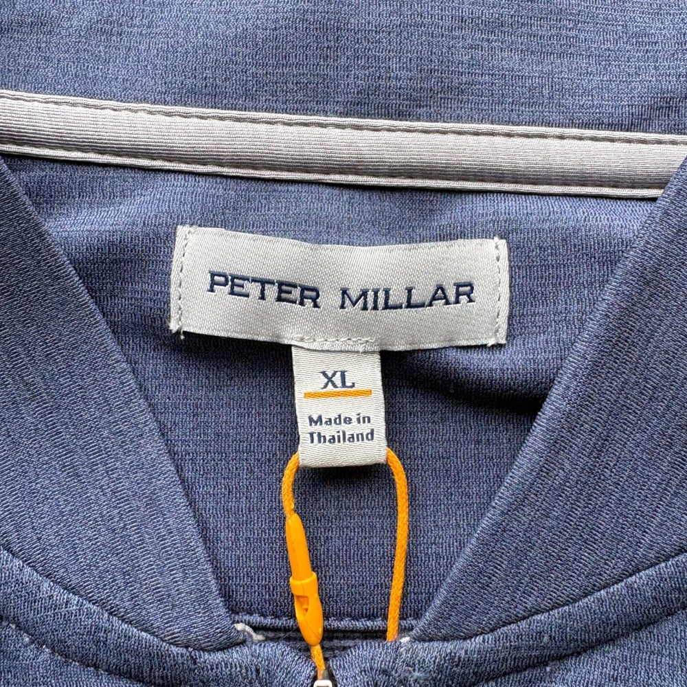 Peter Millar Crown Sport Mens XL Blue Quarter Zip Pullover Allied Logo NWT - Picture 3 of 7